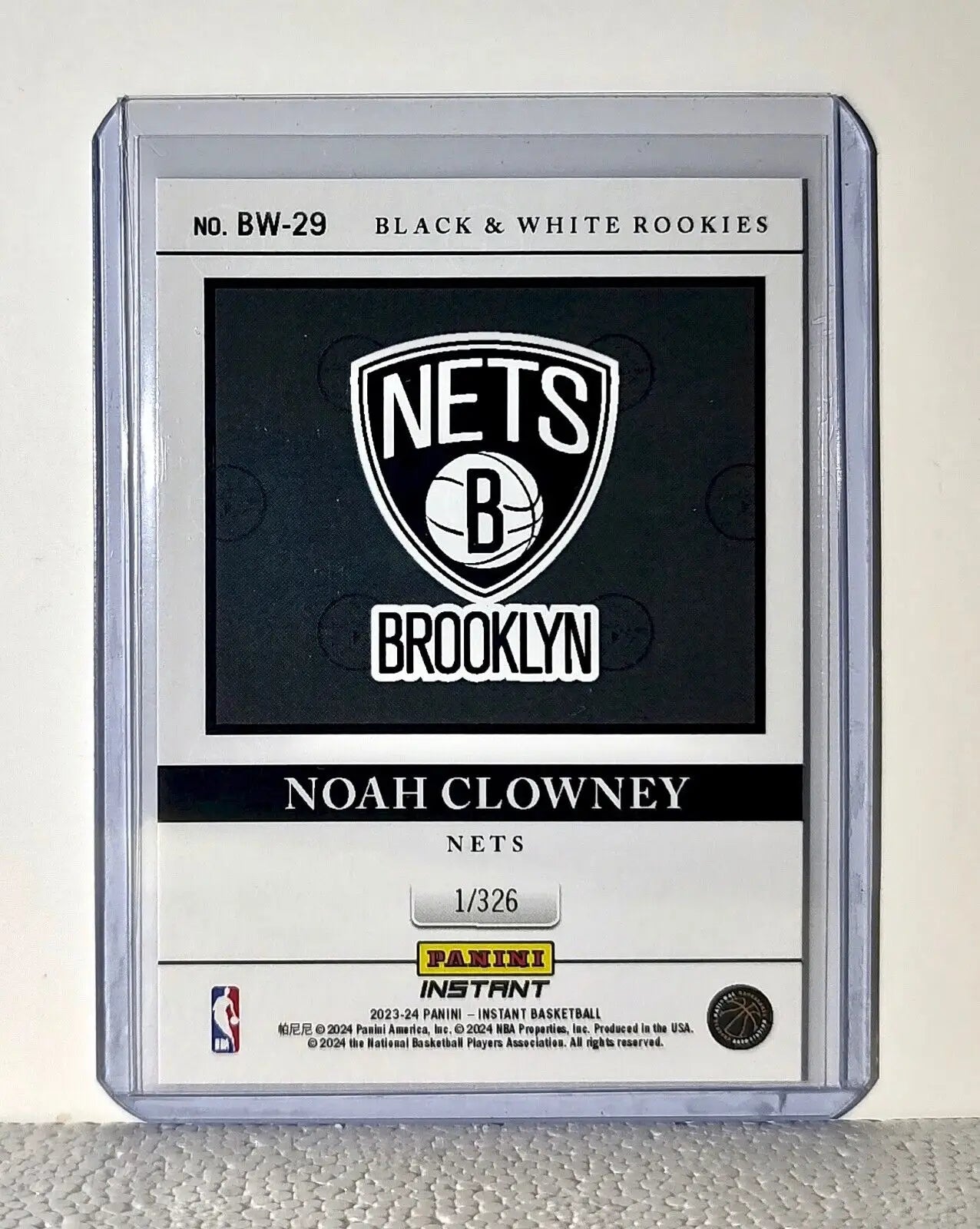 Noah Clowney 2023-24 Panini NBA #29 Black and White Rookies Card 1/326 - Basketball Card Single