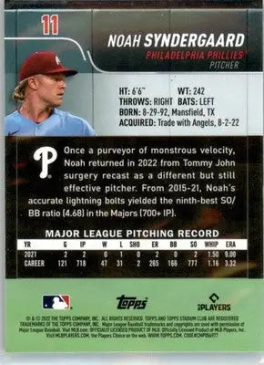 Noah Syndergaard - 2022 Stadium Club Chrome - #11 - Baseball - Baseball Card Single