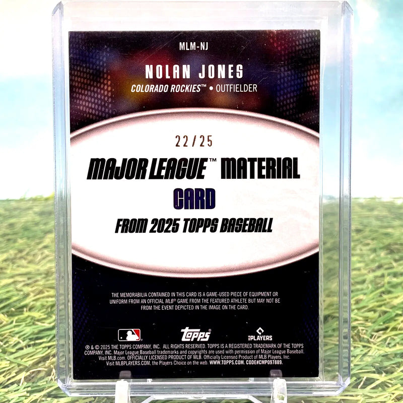 Nolan Jones 2025 Topps Series 1 Major League Material Orange SSP /25 #MLM-NJ - Baseball Card Single