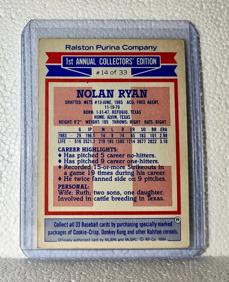 Nolan Ryan 1985 Purina MLB #14 Baseball Card Houston Astros - Baseball Card Single