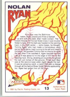 Nolan Ryan - 1991 Pacific Nolan Ryan Texas Express I - #13 - Baseball - Baseball Card Single