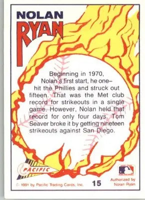 Nolan Ryan - 1991 Pacific Nolan Ryan Texas Express I - #15 - Baseball - Baseball Card Single