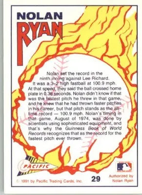 Nolan Ryan - 1991 Pacific Nolan Ryan Texas Express I - #29 - Baseball - Baseball Card Single