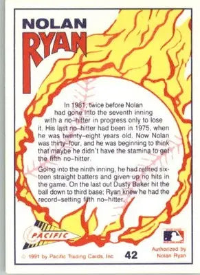 Nolan Ryan - 1991 Pacific Nolan Ryan Texas Express I - #42 - Baseball - Baseball Card Single