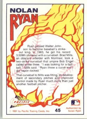 Nolan Ryan - 1991 Pacific Nolan Ryan Texas Express I - #45 - Baseball - Baseball Card Single