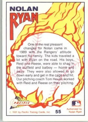 Nolan Ryan - 1991 Pacific Nolan Ryan Texas Express I - #55 - Baseball - Baseball Card Single