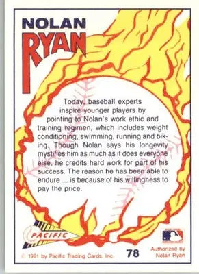 Nolan Ryan - 1991 Pacific Nolan Ryan Texas Express I - #78 - Baseball - Baseball Card Single