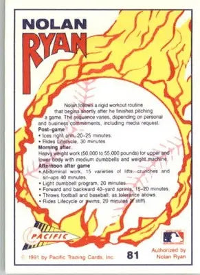 Nolan Ryan - 1991 Pacific Nolan Ryan Texas Express I - #81 - Baseball - Baseball Card Single