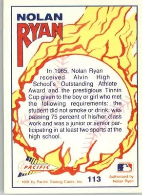 Nolan Ryan - 1992 Pacific Nolan Ryan Texas Express II - #113 - Baseball - Baseball Card Single