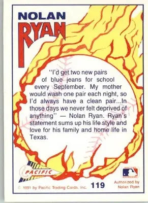 Nolan Ryan - 1992 Pacific Nolan Ryan Texas Express II - #119 - Baseball - Baseball Card Single