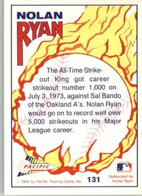 Nolan Ryan - 1992 Pacific Nolan Ryan Texas Express II - #131 - Baseball - Baseball Card Single