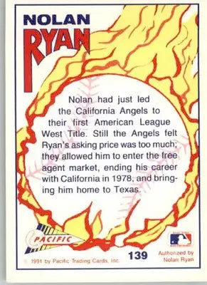 Nolan Ryan - 1992 Pacific Nolan Ryan Texas Express II - #139 - Baseball - Baseball Card Single