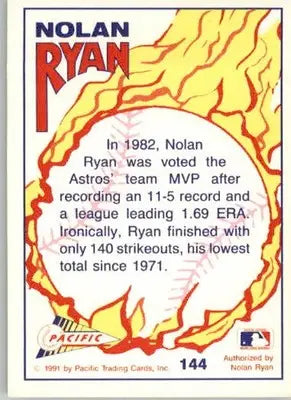 Nolan Ryan - 1992 Pacific Nolan Ryan Texas Express II - #144 - Baseball - Baseball Card Single