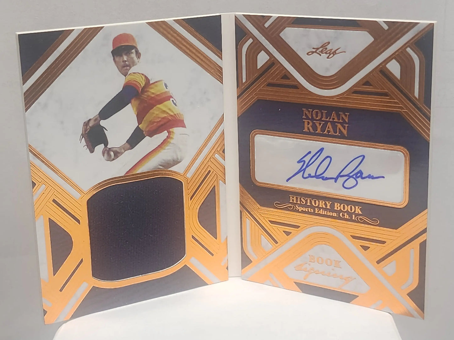 Nolan Ryan 2023 Leaf History Book Jersey Auto Bookley #6/25 - Singles