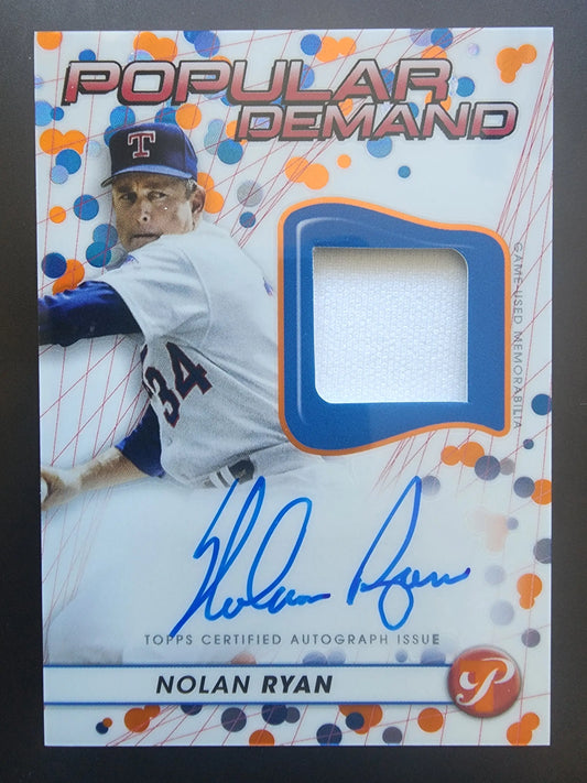 Nolan Ryan Topps Pristine Popular Demand Auto Jersey card with uniform patch and autograph