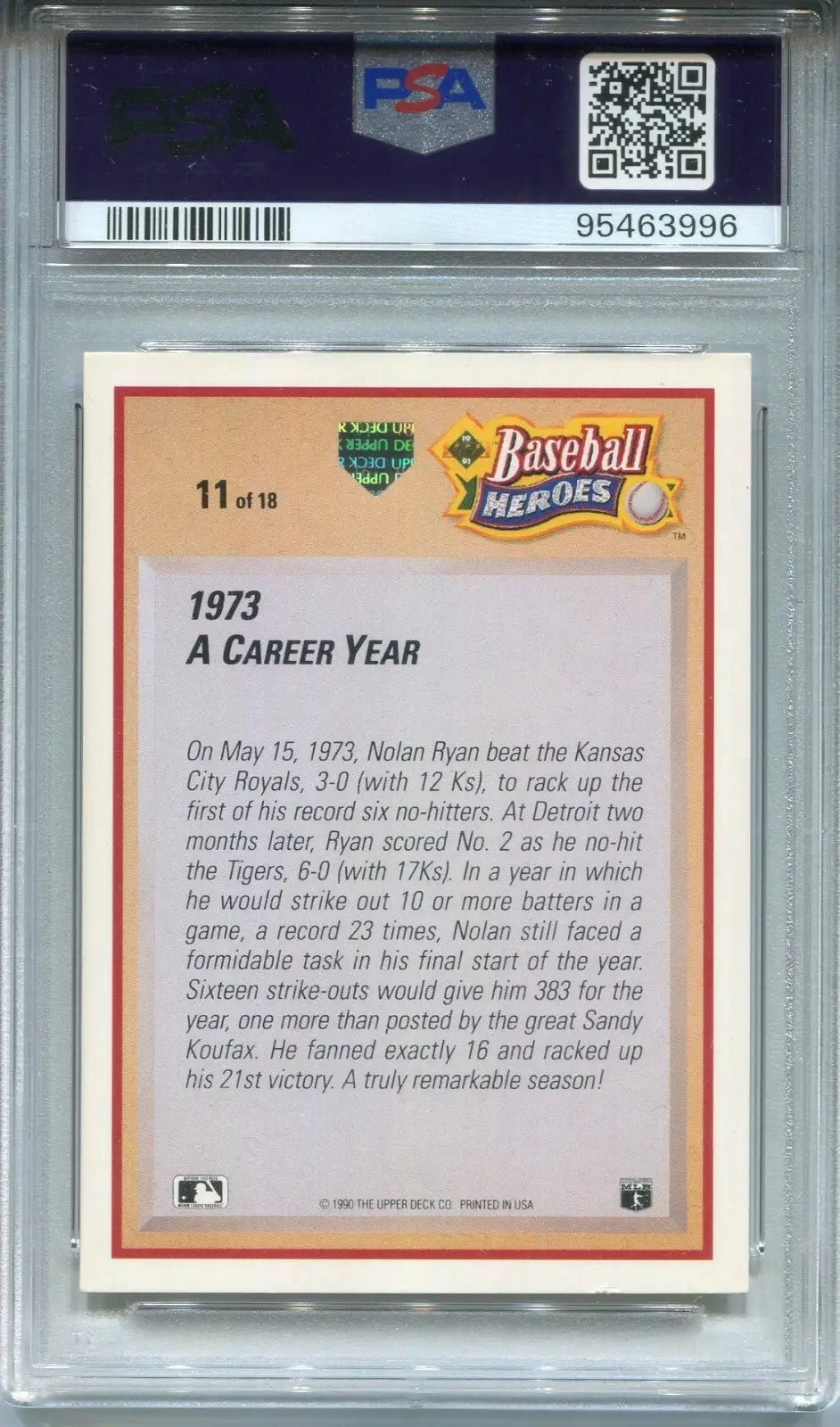 Nolan Ryan AUTO 1991 Upper Deck #11 SIGNED Baseball Heroes Angels PSA 7 DNA 7 - Baseball Card Single