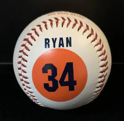 Autographed Houston Astros baseball commemorating Nolan Ryan Day September 29 1996 with number 34