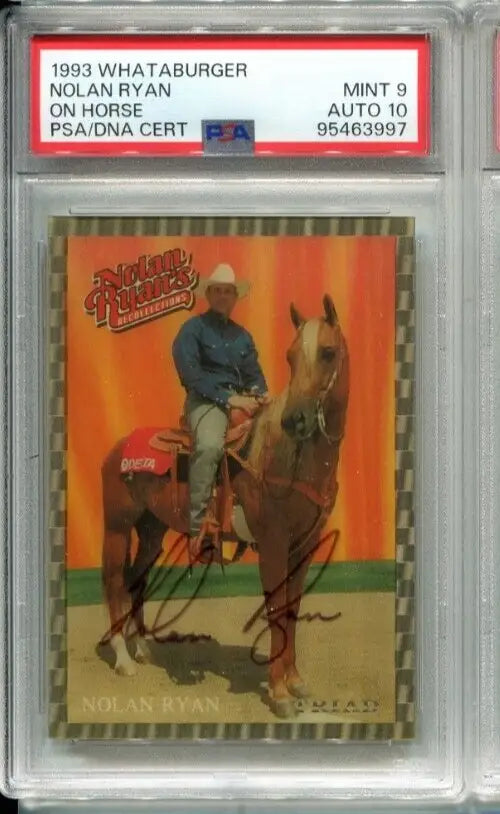 Graded Nolan Ryan autographed trading card featuring the 1993 Whataburger design