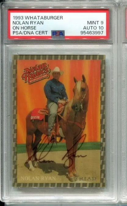 Graded Nolan Ryan autographed trading card featuring the 1993 Whataburger design