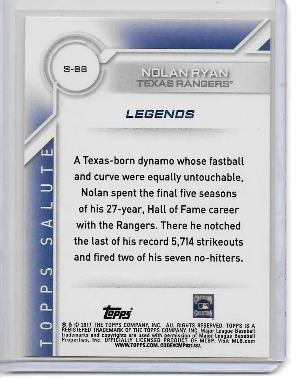 Nolan Ryan Salute 2017 Topps #S-88 (1388)