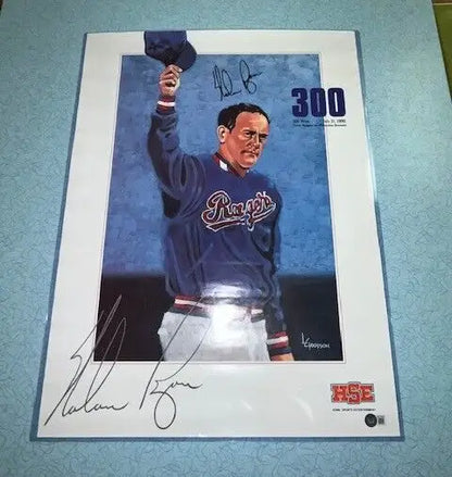 Nolan Ryan Signed HSE 1990 Poster 18x24 Auto Texas Rangers 300 Win Beckett Auth