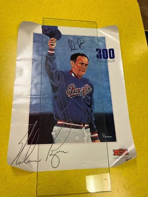 Nolan Ryan Signed HSE 1990 Poster 18x24 Auto Texas Rangers 300 Win Beckett Auth