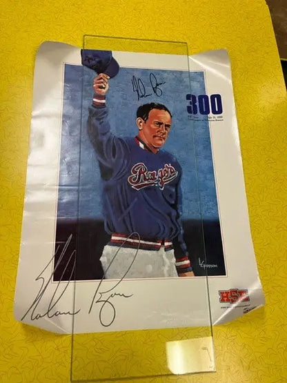 Nolan Ryan Signed HSE 1990 Poster 18x24 Auto Texas Rangers 300 Win Beckett Auth
