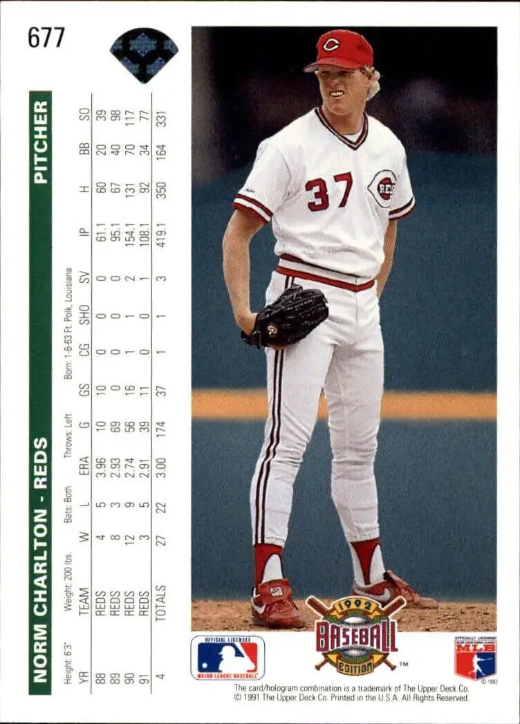 Norm Charlton 1992 Upper Deck MLB #677 Baseball Card Cincinnati Reds - Baseball Card Single