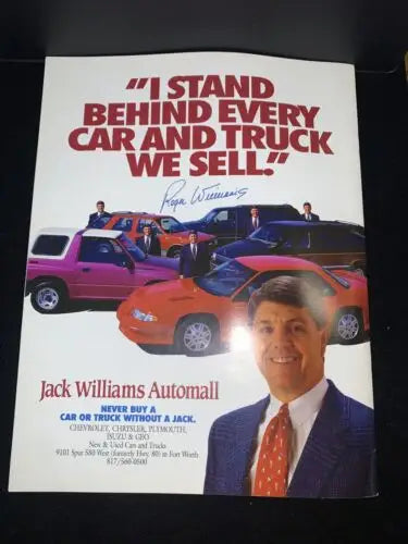 Vintage car dealership advertisement for Norm Green Dallas Stars vs. Louis Blues program