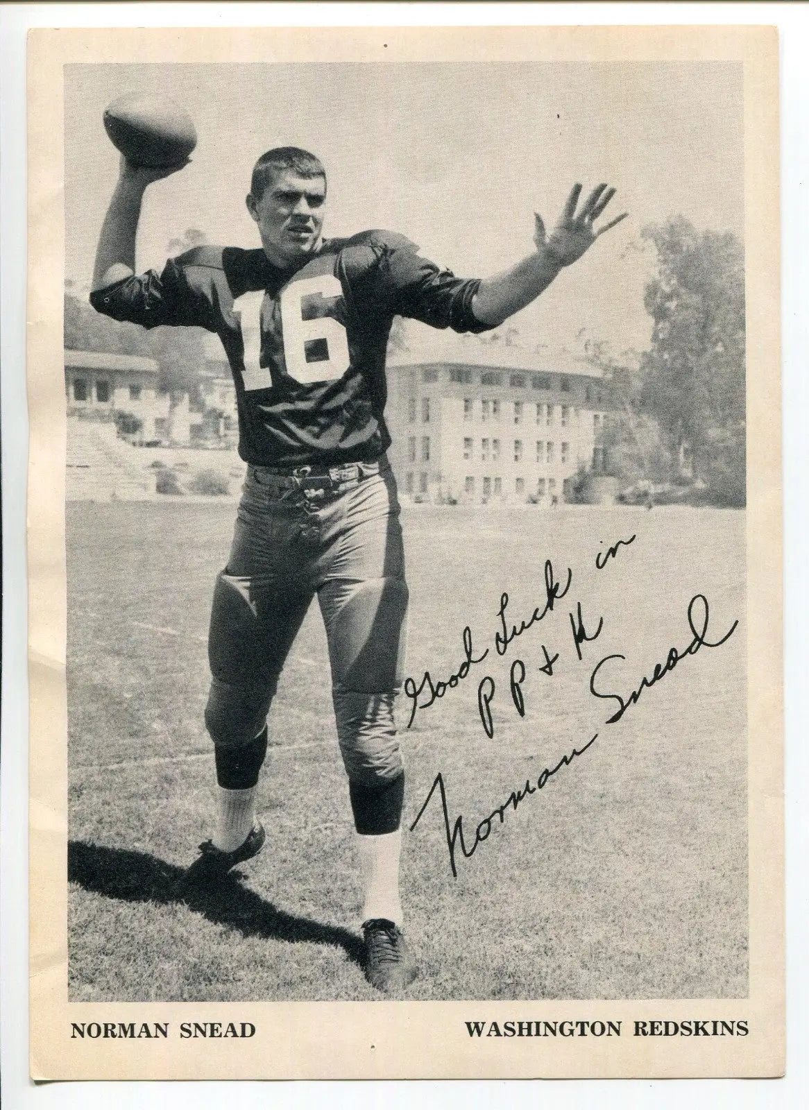 Norm Snead 1960’s MacGregor Ford Punt Pass & Kick Premium 5x7 Photo Redskins - Sports Memorabilia