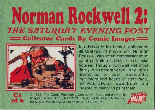 Norman Rockwell Series 2 Chromium Chase Card showcasing his work for The Saturday Evening Post