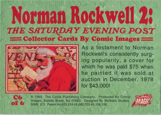 Collector card displaying Norman Rockwell art details and value as a Chromium Chase Card