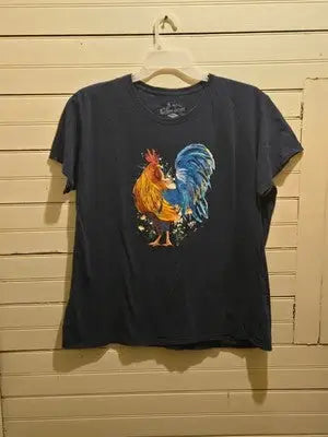 Northern Outpost Shirt Mens 3XL Rooster Graphic Blue Cotton Short Sleeve - Apparel