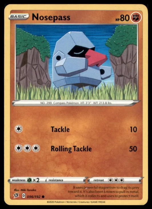 Nosepass 096/192 Swsh02: Rebel Clash Regular Pokemon - Pokémon Card Single