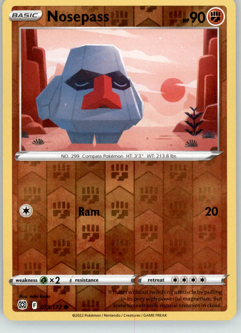 Nosepass - Brilliant Stars - 073/172 - Reverse Holo LP Pokemon - Pokémon Card Single