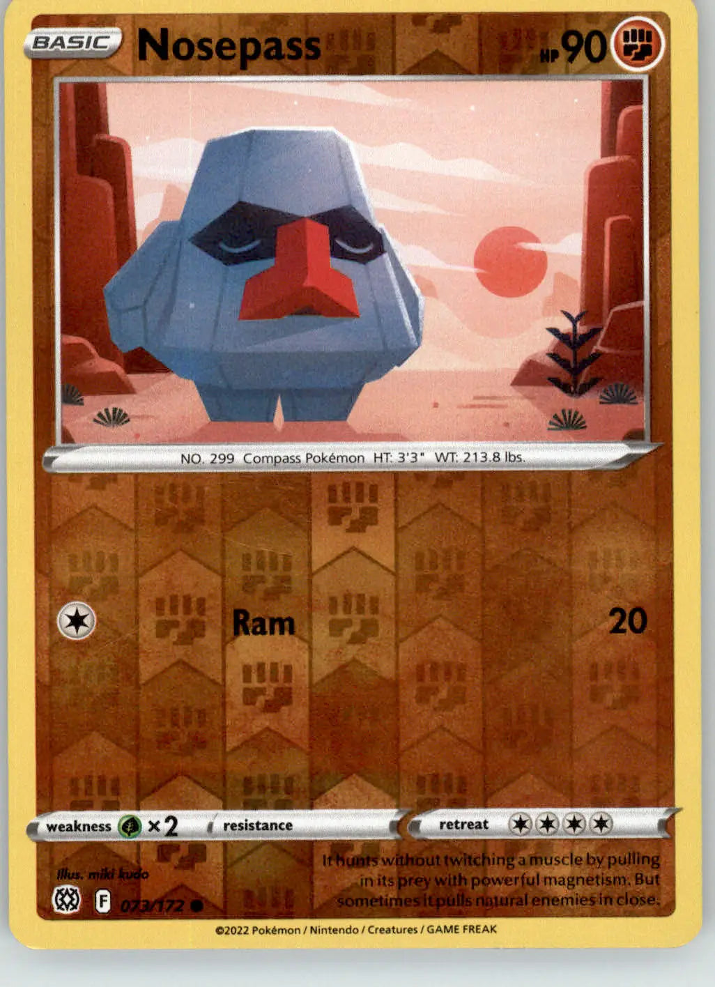 Nosepass - Brilliant Stars - 073/172 - Reverse Holo LP Pokemon - Pokémon Card Single