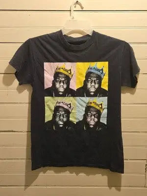 Notorious B.I.G T-Shirt Men’s S Pop Art 4-Panel Vintage Black Short Sleeve - Apparel
