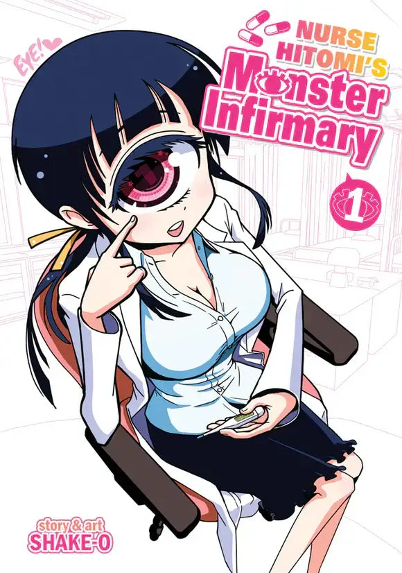 Manga-style book cover of Nurse Hitomi in Monster Infirmary graphic novel Volume 01