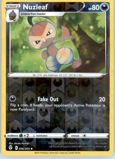 Nuzleaf - SWSH07: Evolving Skies - Reverse Holo LP - #096/203 - Pokémon Card Single