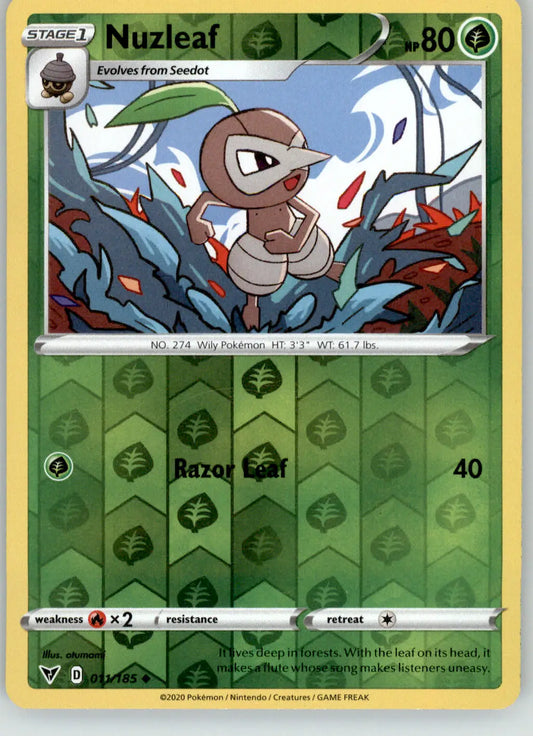 Nuzleaf - Vivid Voltage - 011/185 - Reverse Holo LP Pokemon - Pokémon Card Single