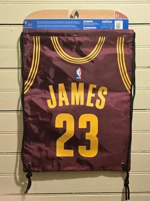 NWT Forever Collectibles Drawstring Backpack LeBron James Cleveland 23 Burgundy - Apparel