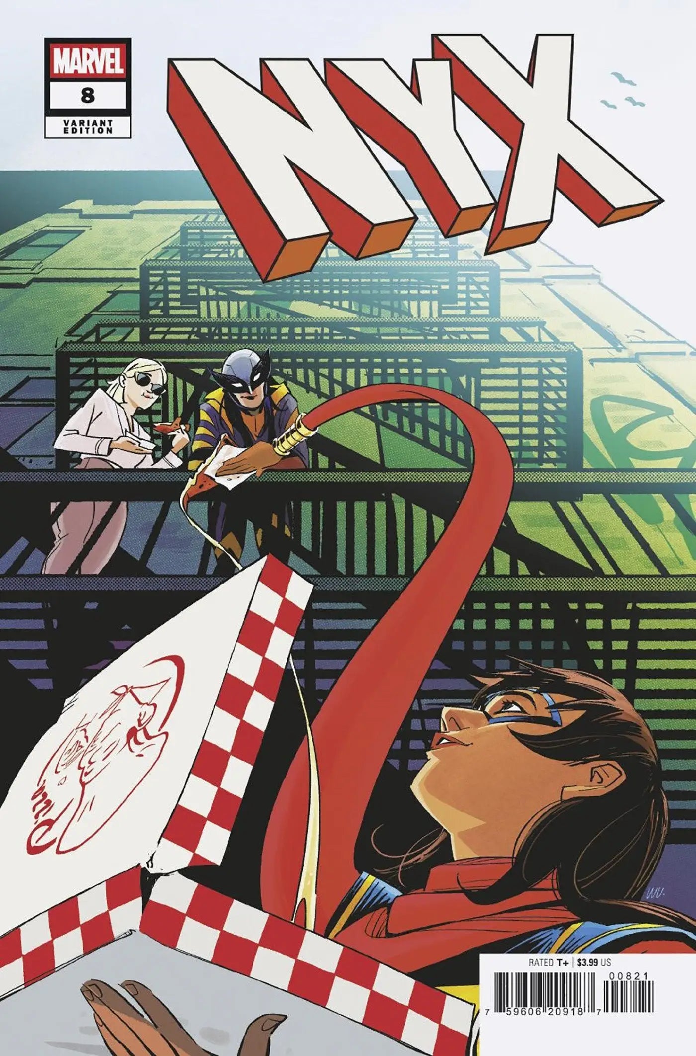 Comic book cover featuring NYX #8 Annie Wu Variant showcasing mutant terrorism action