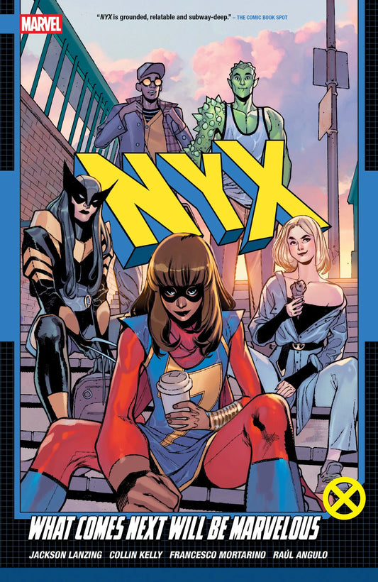 Comic book cover featuring a group of superheroes from Nyx Volume 1 What Comes Next Will Be Marvelous