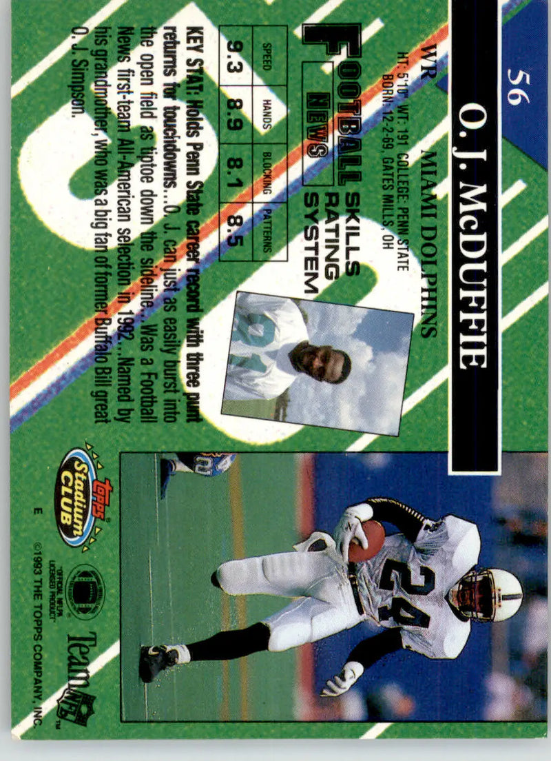 O.J. McDuffie - 1993 Stadium Club - #56 - RC Football - Football Card Single