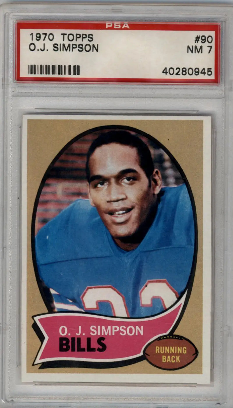 O.J. Simpson 1970 Topps #90 PSA 7 Near Mint 0945 - Football Card Single