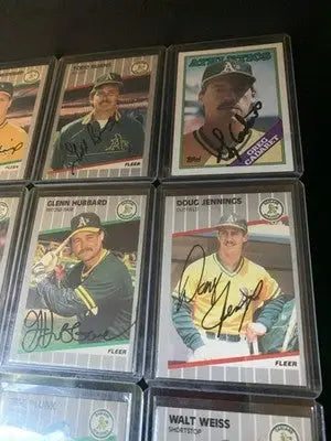 Oakland A’s 1989 Fleer Donruss Topps Hand Signed Lot of 9 Baseball Cards AUTO - Baseball Card Single