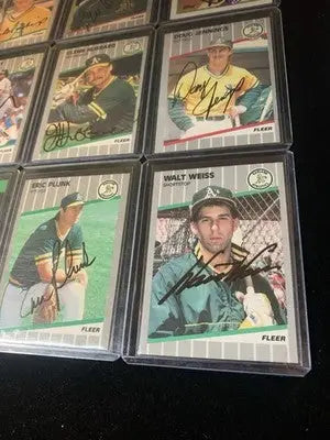 Oakland A’s 1989 Fleer Donruss Topps Hand Signed Lot of 9 Baseball Cards AUTO - Baseball Card Single