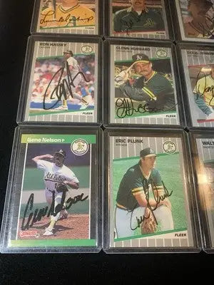 Oakland A’s 1989 Fleer Donruss Topps Hand Signed Lot of 9 Baseball Cards AUTO - Baseball Card Single