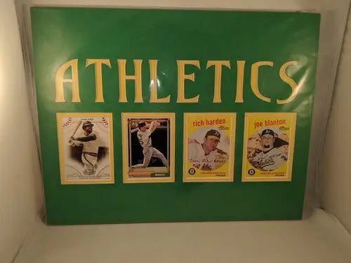 Oakland Athletics A’s 4 Trading Card Holder Wall Plaque with Cards 14’’ x 11’’ - Display Case