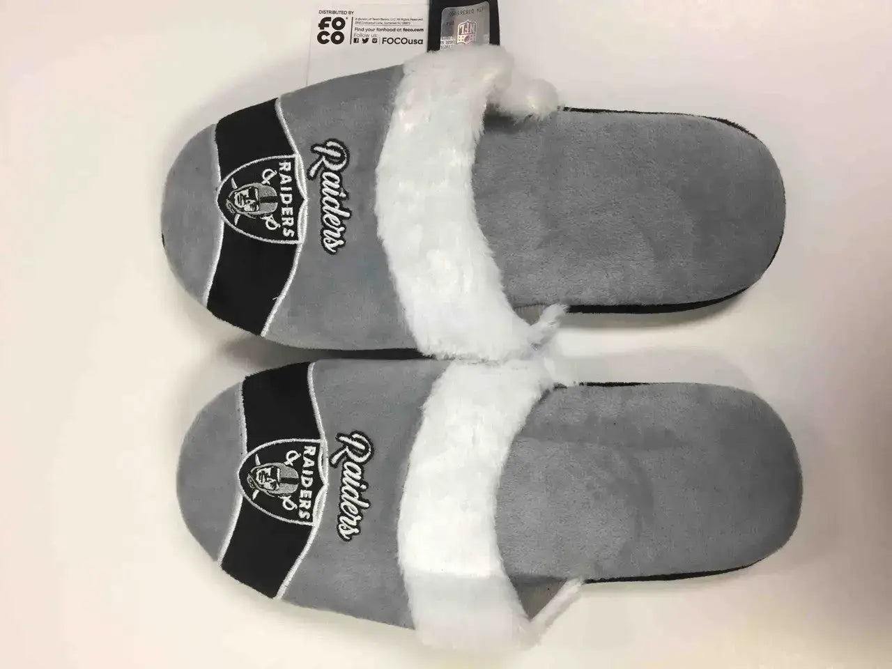 Oakland Raiders Womens Stripe Logo Slippers - X-Large (11-12)